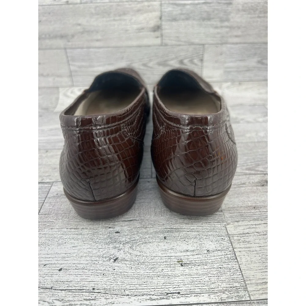 SAS Shoes Women's Brown Croc Embossed Loafers Comfort‎ Slip On Size 8N